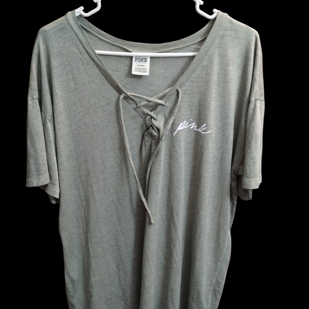 PINK Victoria's Secret Lace-Up Top in Light Green